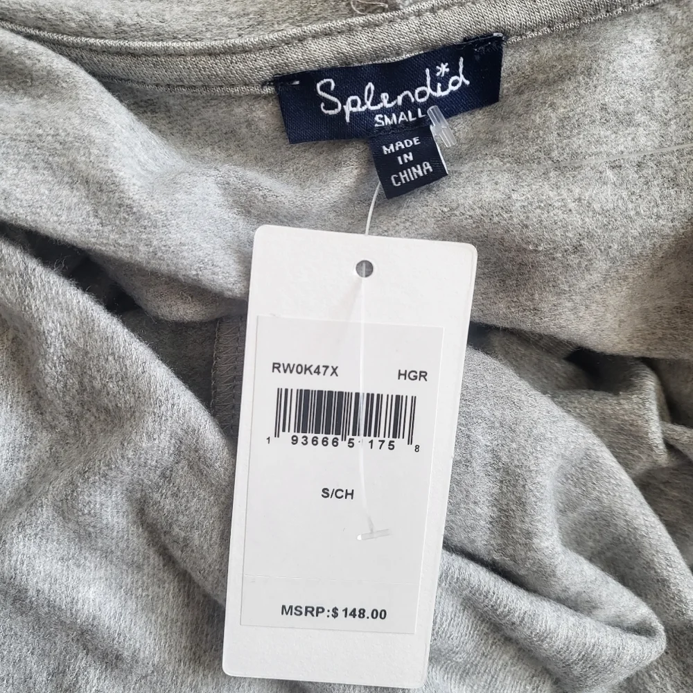 New Splendid Supersoft Hooded Heather Grey Cardigan NWT Small